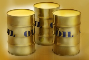 3d concept illustration of 3 oil barrels with a nice reflection